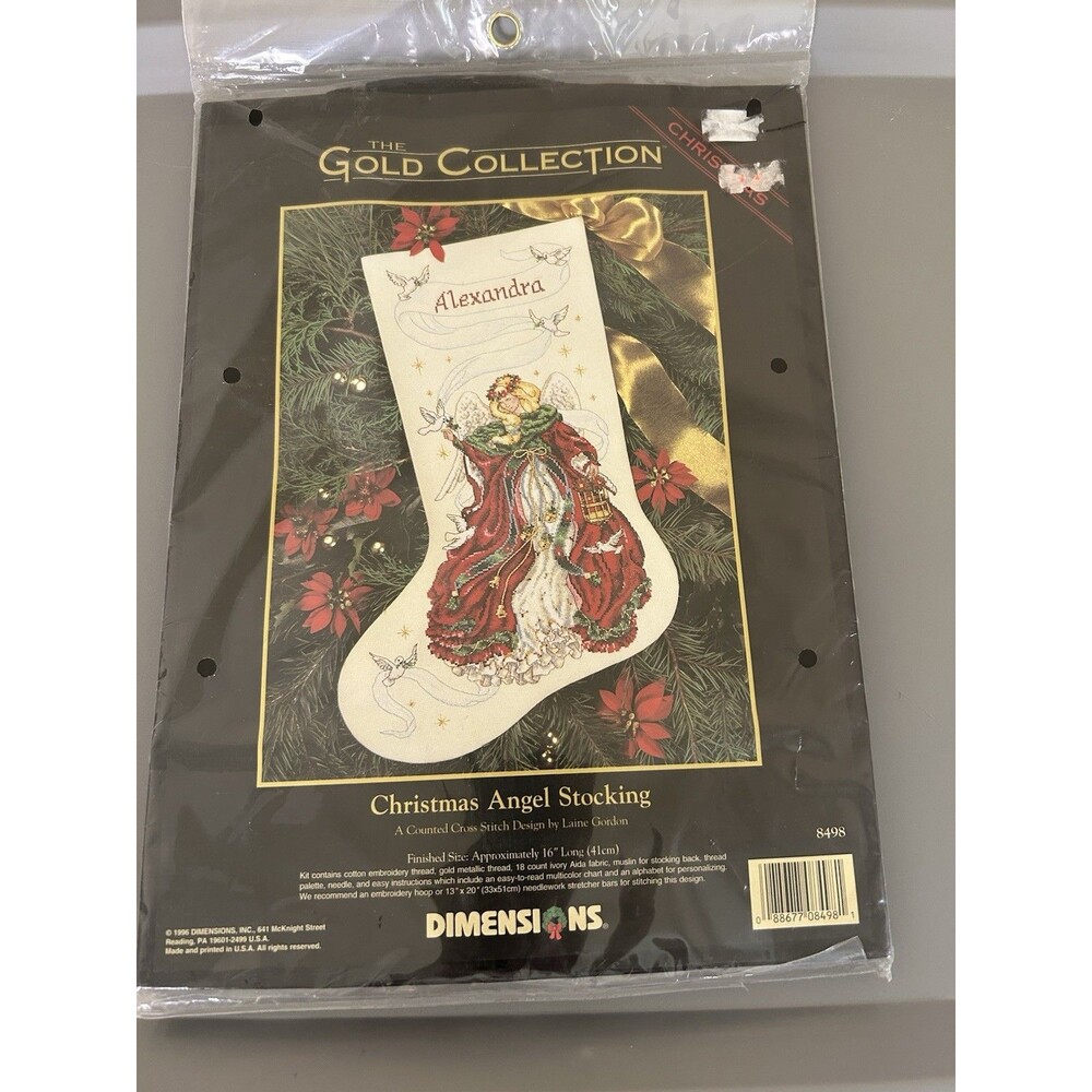 NEW Dimensions Gold Collection Counted Cross Stitch Christmas Angel Stocking